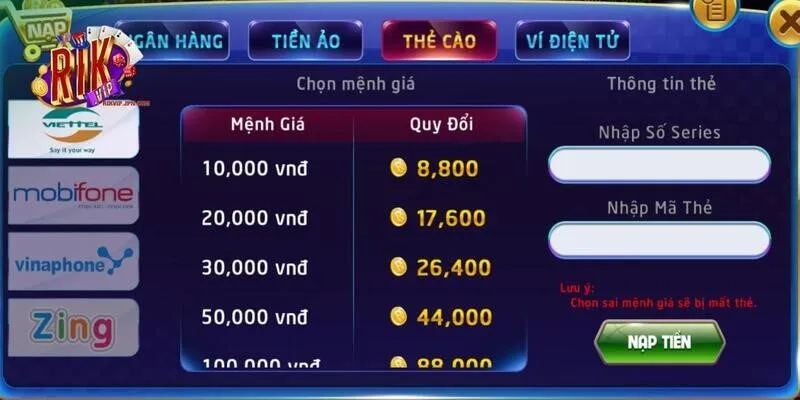 Hỗ trợ nạp tiền qua ngân hàng vừa nhanh vừa an toàn